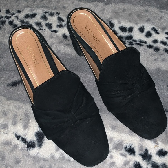 VIONIC Presley Black Velvet Bow Mules — 6.5 - Picture 2 of 11